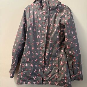 Columbia-Floral Rain Jacket - Green and Pink. Like new